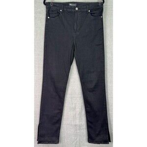 Zara High Waist Black Stretch Jeans Split Hem Women's Size 12